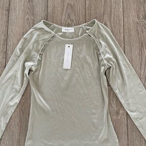 Sophie Rue Green Raglan Long Sleeve Fitted Blouse